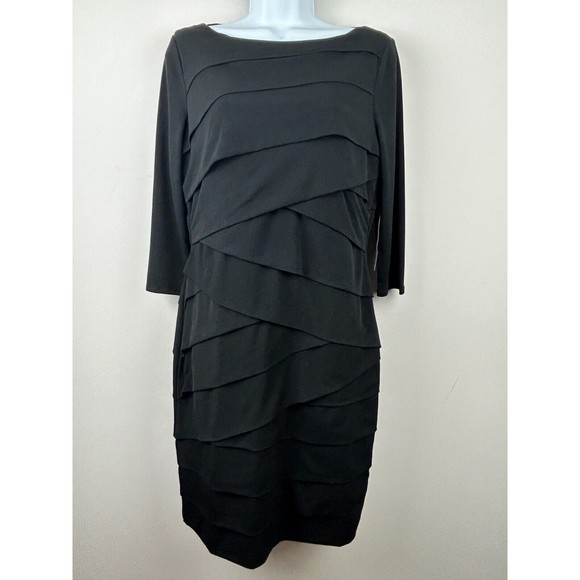 White House Black Market Shapewear Slimming Black Bandage Dress 14 Petite NWT - Picture 6 of 10